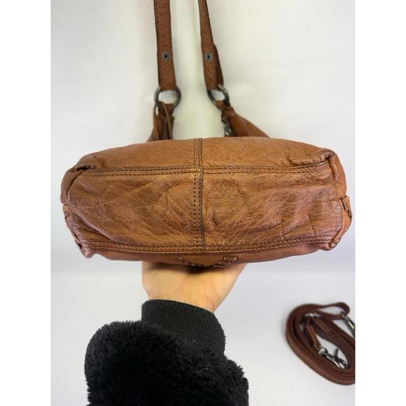 Spikes & Sparrow Brown Leather Hobo Bag Whipstitch Crossbody Handbag Slouchy - Picture 7 of 9